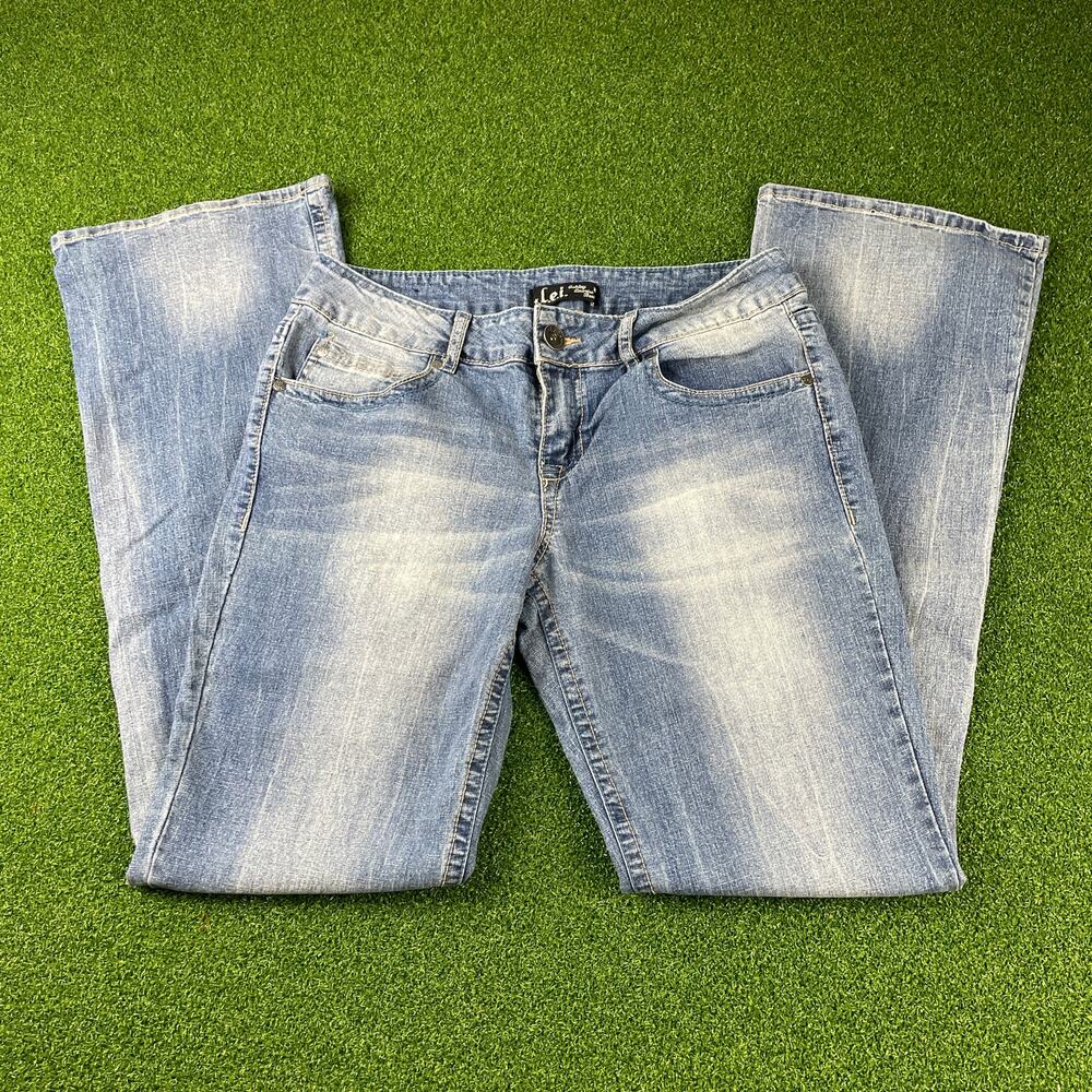 Lei Womens Bootcut Jeans Y2K Low Rise Blue Denim Flare Pocket Detail Retro Style